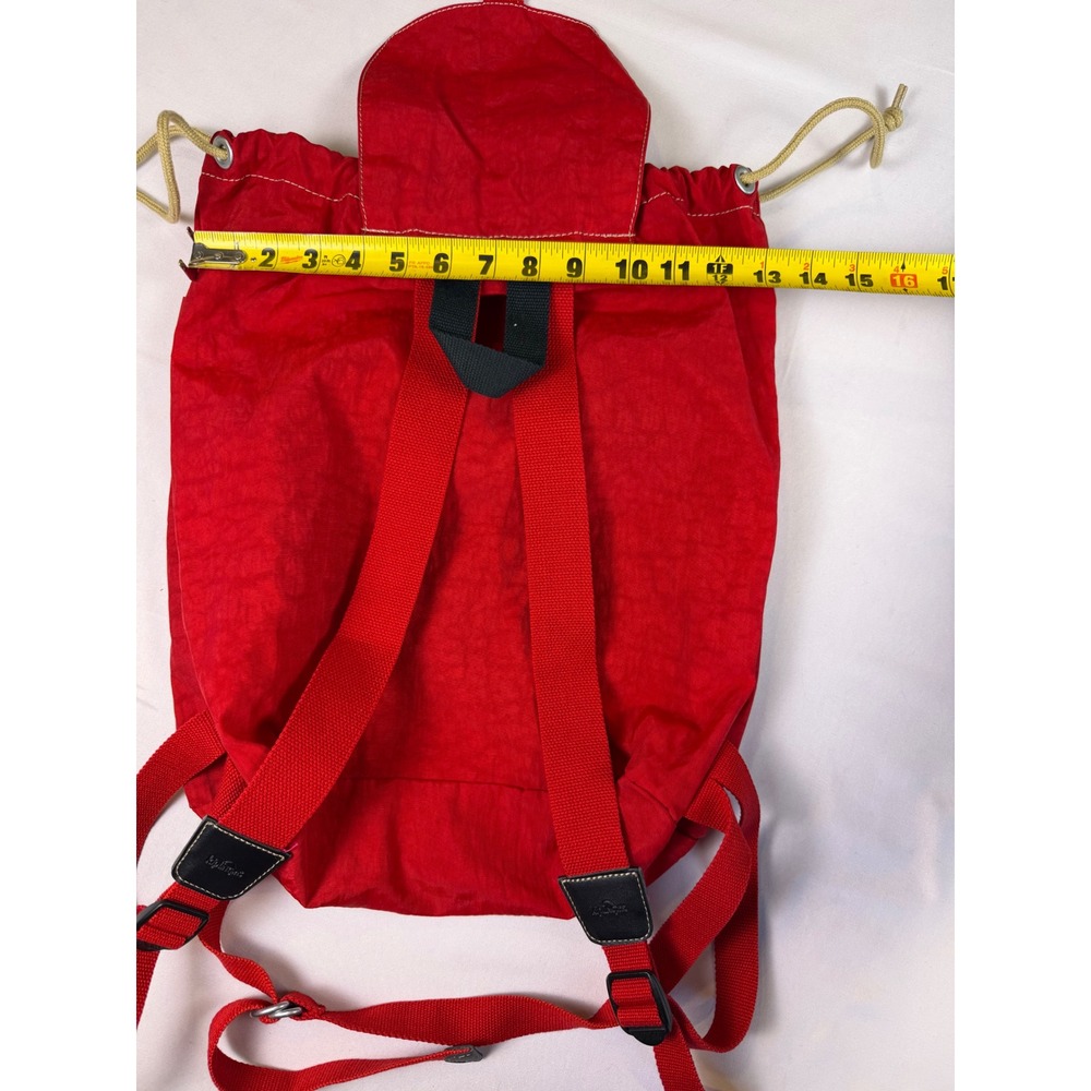 Vintage Kipling Red Drawstring‎ Backpack Rucksack Front Zip Pockets - Picture 7 of 8